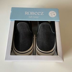 Robeez Soft Soles Black Denim Toddler Shoes